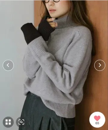 lesperance 소매 바이컬러 터틀넥 니트