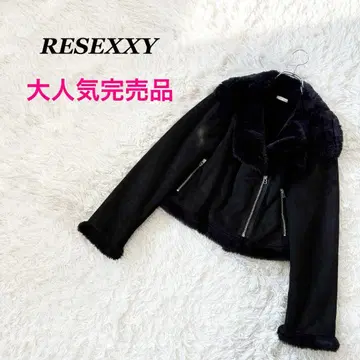 RESEXXY 페이크 무스탕 블루종 블랙