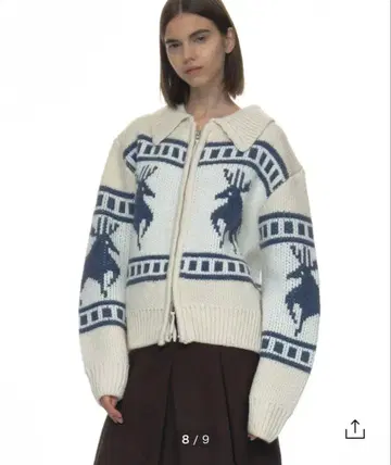 Cowichan knit zip-up cardigan ivory
