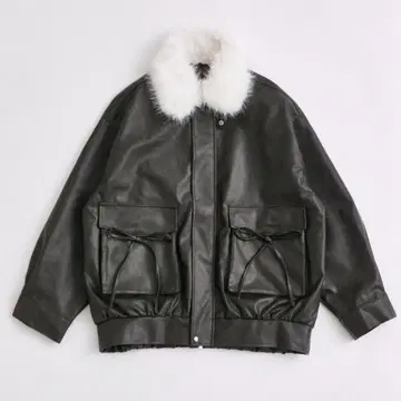 [택 포함] 퍼 티펫 에코 가죽 블루종 블랙