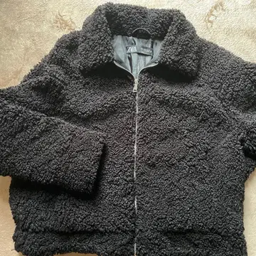 Zara 보아 자켓 테디 자켓 블랙 L 사이즈