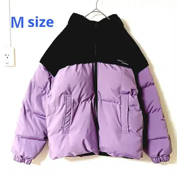 새상품급 [SHEIN] 다운 자켓 퍼플 x 블랙 보아 절개