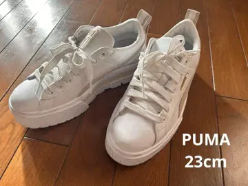 PUMA 화이트 베이지 플랫폼 스니커즈 23cm 통굽