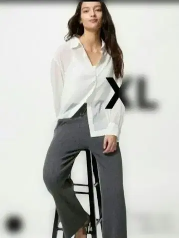 유니클로 워셔블 니트 리브 팬츠 XL 그레이