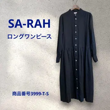 SA-RAH 롱 원피스 린넨 네이비 사이즈 Free 리본 벨트