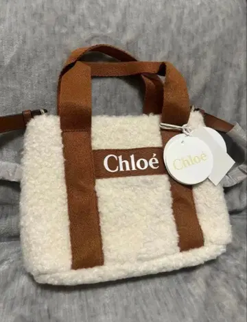 끌로에 퍼 토트백 크림/브라운