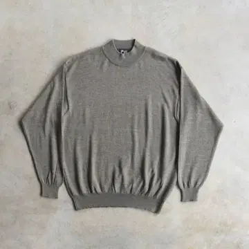 90s 메리노울 모크넥 니트 스웨터 그레이지 L 이탈리아제
