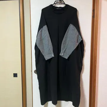 새상품급 펠리시모 블랙/그레이 드레이프 원피스