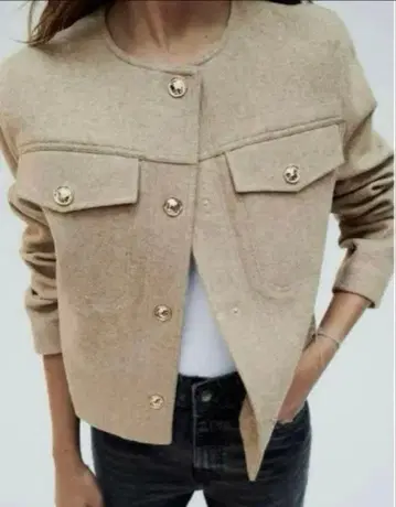 ZARA 베이지 노카라 자켓
