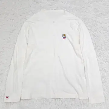 새상품급 파파스 스포츠 티셔츠 하프 지퍼 긴팔 화이트 M 일본제