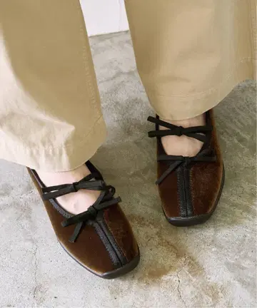 미사용 새상품 LE TALON 더블 리본 발레리나 신발 루탈론