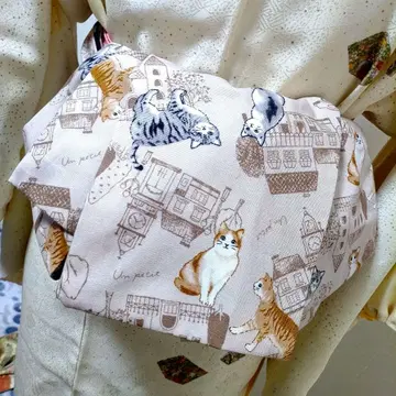 어른용 헤코오비 반폭 오비 핸드메이드 미오 No.2292 고양이 패턴