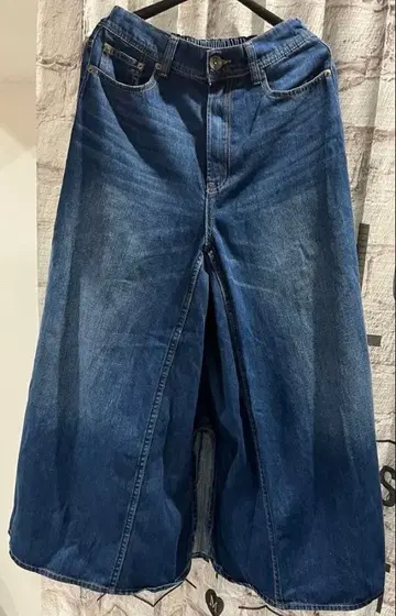 데님 롱 스커트 팬츠 다크 블루