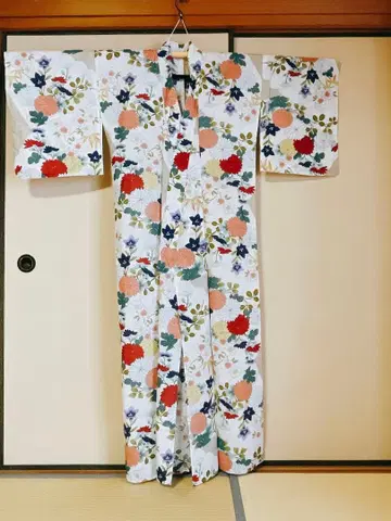 여성용 유카타 오비 세트 꽃무늬 유카타 화이트 레드 블루