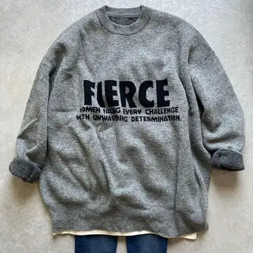 스픽 앤 스팬 더블 자카드 로고 니트 풀오버 그레이 루즈핏