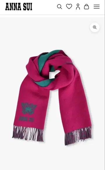 ANNA SUI 나비 자수 머플러 핑크/그린