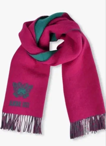 ANNA SUI 나비 자수 머플러 핑크/그린