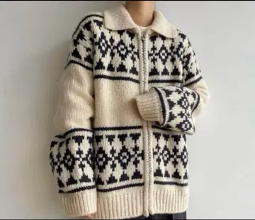 녹차 노크차 노르딕 카우 니트 가디건 아우터