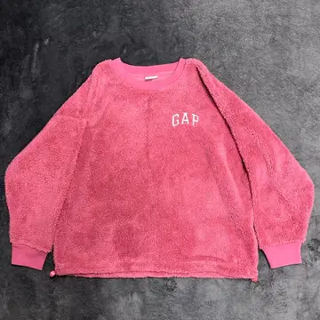 gap 플리스 BOX 실루엣 핑크 긴 털 자수 로고