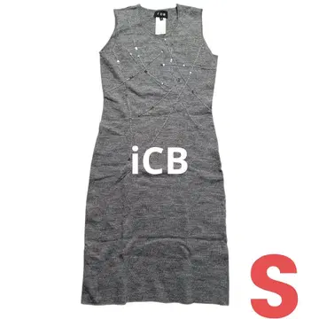 아이시비 니트 원피스 슬리브리스 스팽글 그레이 울 100