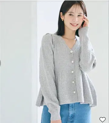 택 포함 새상품 coca 라메 니트 가디건 라이트 그레이 M
