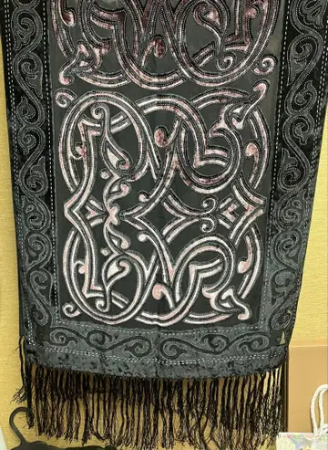 실크 벨벳 블랙 스톨