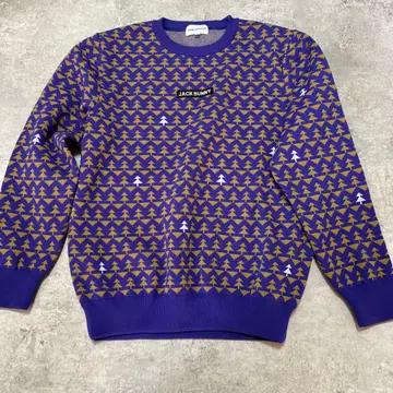Jack Bunny!! 스웨터 5(L) 보라색 퍼플 크루넥 올 패턴
