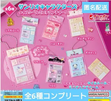 산리오 캐릭터즈 타일씰 미니어처 참 전 6종 컴플리트