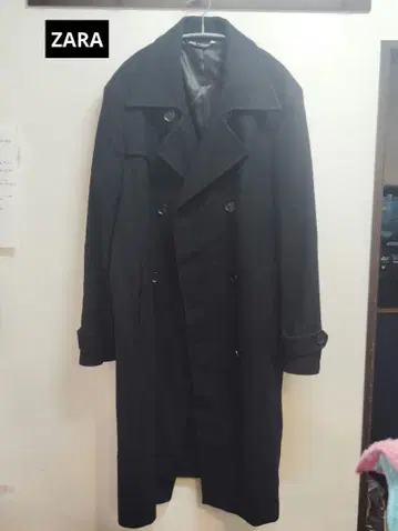 ZARA 블랙 체스터 코트 XL[FF]