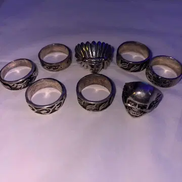 실버 반지 8개 세트 빈티지 해골