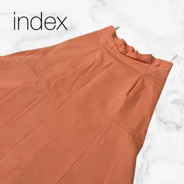 [인덱스] 하의 스커트 살몬 핑크 심플 무지 무릎 기장 플레어 스커트