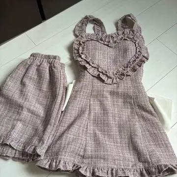 Ank Rouge 하트 에이프런 트위드 핑크