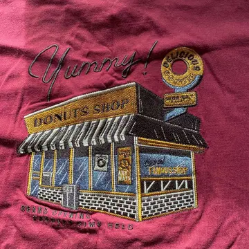 긴팔 티셔츠 와인 레드 백 프린트 구제 의류 back number