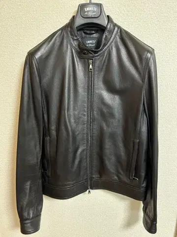 컨디션 최상 EMMETI 램 가죽 싱글 자켓 블랙 JURI 사이즈 46