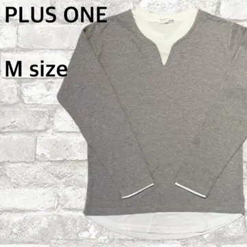 [ PLUS ONE ] 레이어드/긴팔 상의/그레이/남성용/셔츠/심플