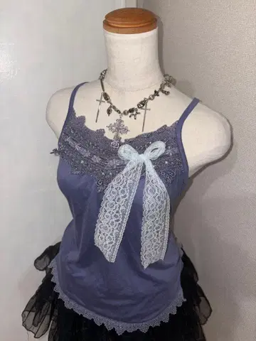 y2k 페어리 그런지 레이스 빅 리본 비즈 자수 레어 디자인 달콤한 갸루