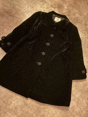 빈티지 벨벳 퀼팅 코트 즉흥 cyan 잔티크 marte