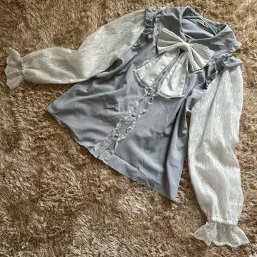 Majoretty 마조레티 리본 레이스 장식 블라우스 양산형 지뢰계