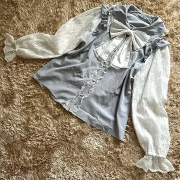 Majoretty 마조레티 리본 레이스 장식 블라우스 양산형 지뢰계