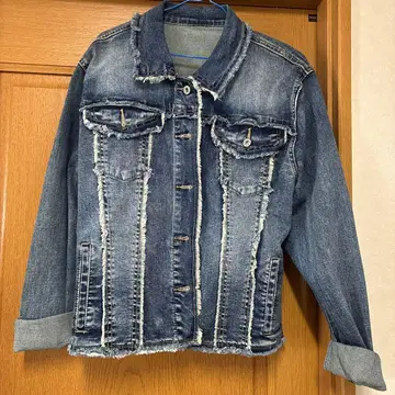 프린지 가공 다크 블루 데님 자켓