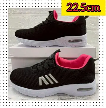 22.5cm 새상품 여성용 스니커즈 슬립온 메쉬 에어 블랙핑크