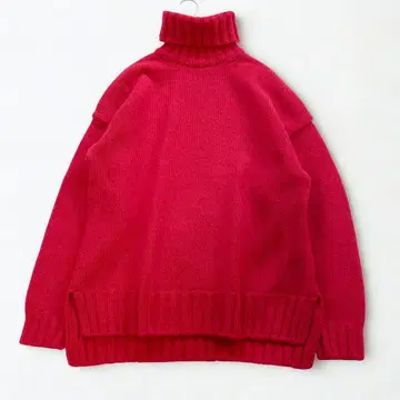 미사용급 슬로우 3G 드롭 숄더 니트 터틀넥 캐시미어 빨간색