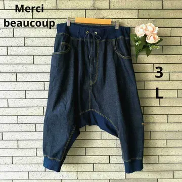 [ 메르시보쿠 ] 새상품급 사루엘 데님 스트레치 인디고/남색 L