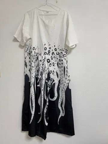 타코 프린트 반팔 롱 원피스