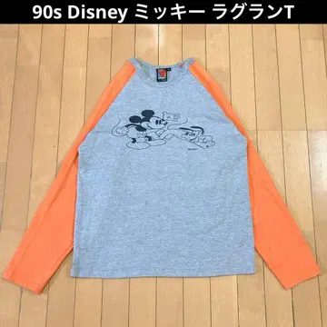[고품질] 90s Disney 디즈니 미키 래글런 T 오렌지 x 그레이