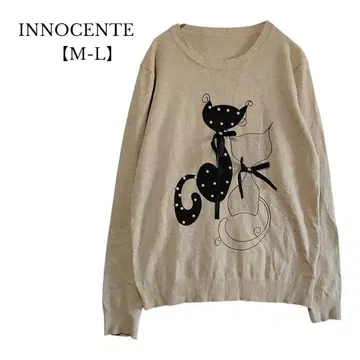 [INNOCENTE] 긴팔 니트 고양이 펄 리본 스트레치 M-L