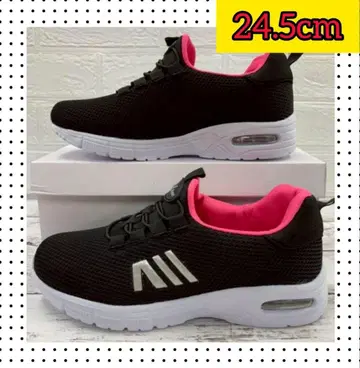 24.5cm 새상품 여성용 스니커즈 슬립온 메쉬 에어 블랙 핑크