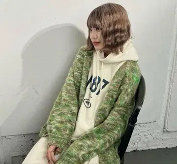 shesame 그라데이션 컬러 모헤어 라이크 가디건