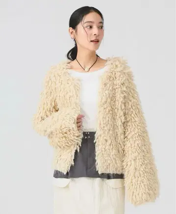 [ Ray BEAMS ] 믹스 루프 편직 니트 자켓 가디건