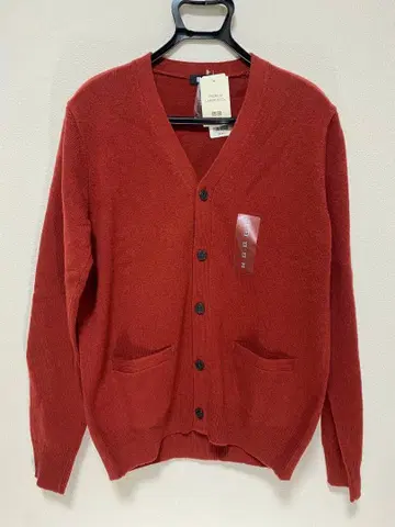 [새상품] 프리미엄 램스울 V넥 가디건 레드